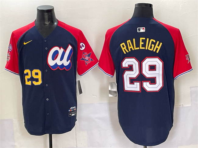 Men's American League #29 Cal Raleigh Navy/Red Alternate 2025 All-Star With Patch Edition Limited Stitched Baseball Jersey